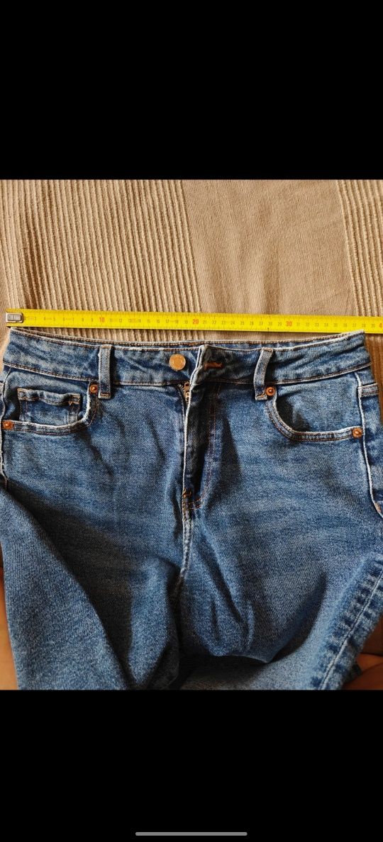 Spodnie jeansy niebieskie granatowe high waist