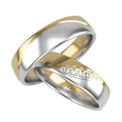 Złote obrączki z białego złota lub żółtego - oprawione diamenty ukos