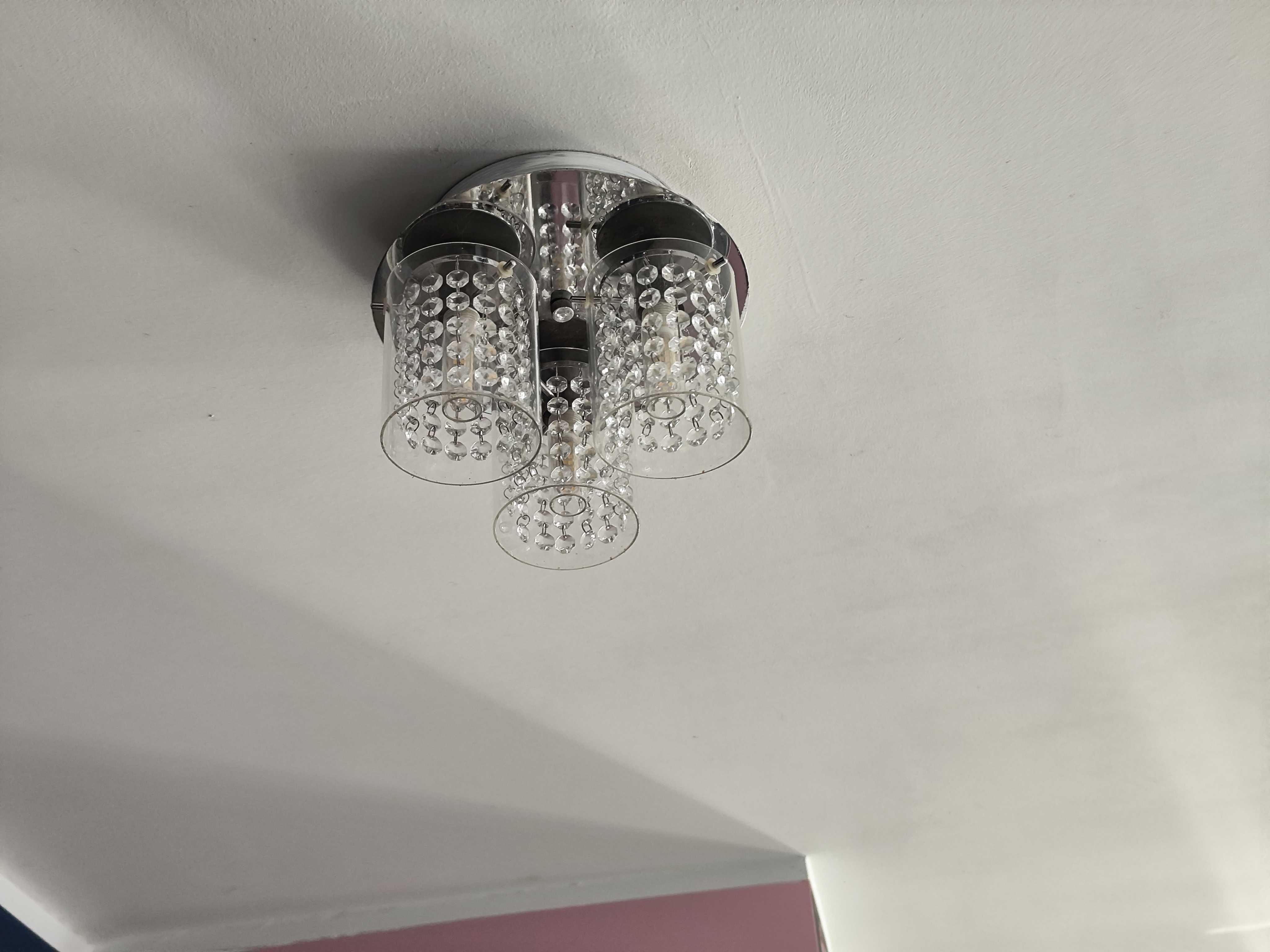 Lampa Wisząca Szklana Żyrandol z Kryształkami G9