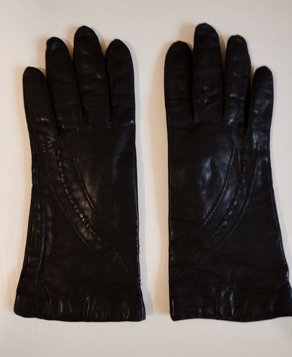 Жіночі шкіряні рукавички чорн. з підкладкою,шкіряні рукавички коричнев