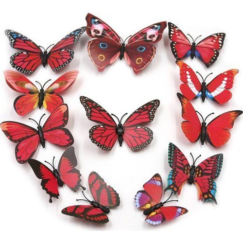 Бабочки метелики стрекозы на окна стену декор стикеры зеркальные 3D