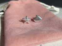 Женские серебряные серьги морская звезда ракушка