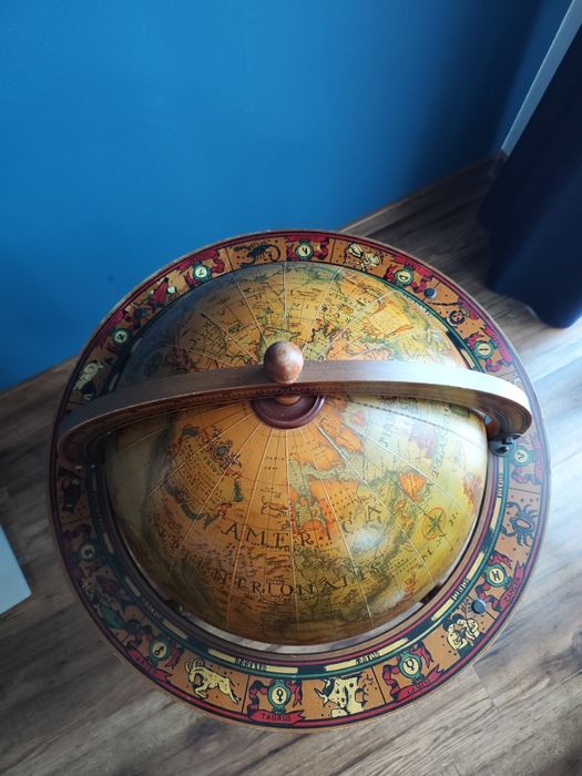 Globus, barek, szafka na alkohol, ziemia, vintage