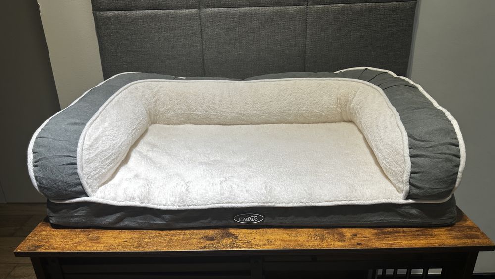 Drewniana klatka dla psa + legowisko ortopedyczne + akcesoria