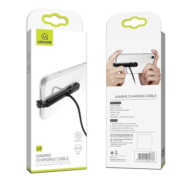 Kabel Gaming USAMS U9 Lightning 1,5M 2A Fast Charging Pleciony Czarny