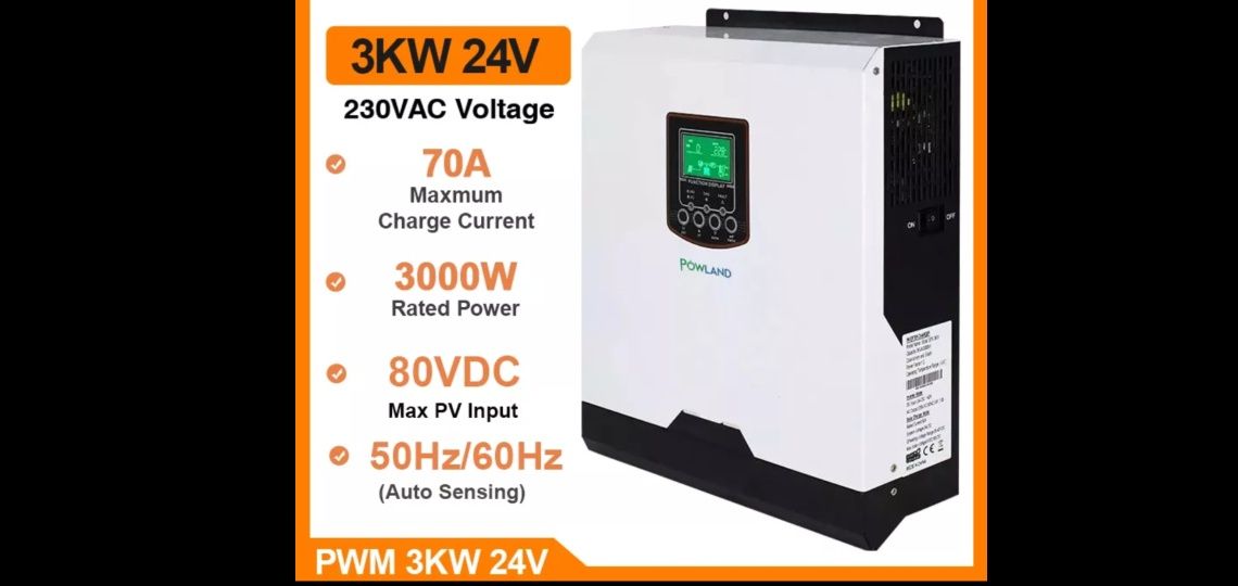 Inwerter fotowoltaiczny 3.0 kW 24V bank energii panele  off-grid