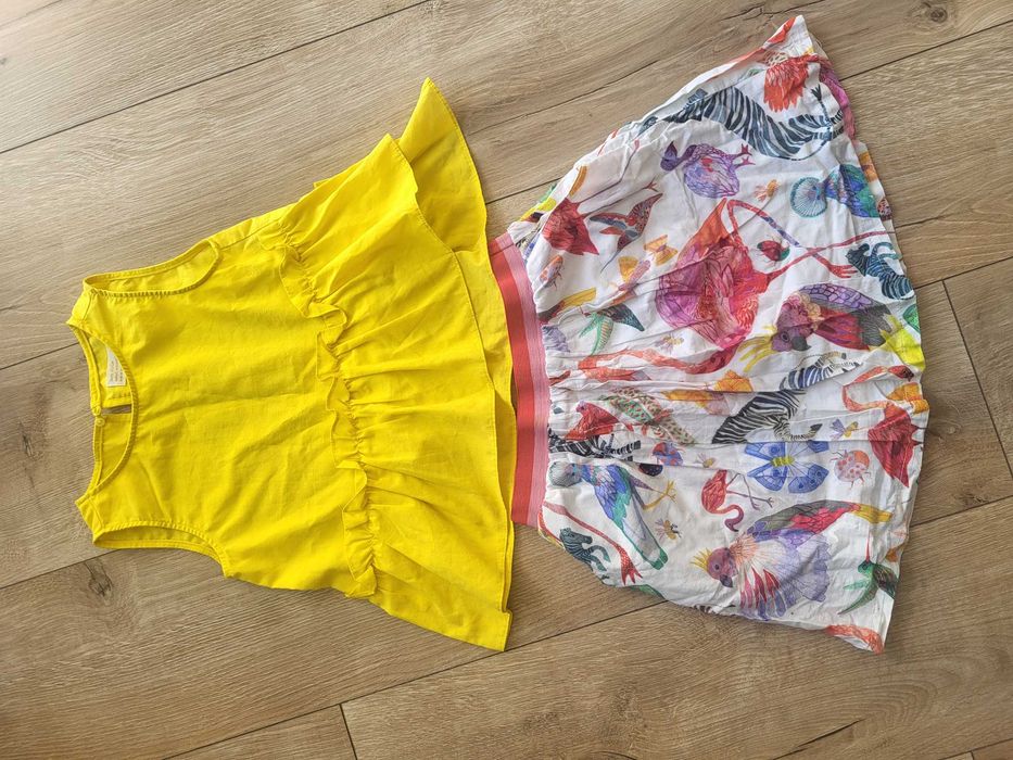 Prześliczny zestaw koszulka + spódniczka zara h&m r.116 j.nowe