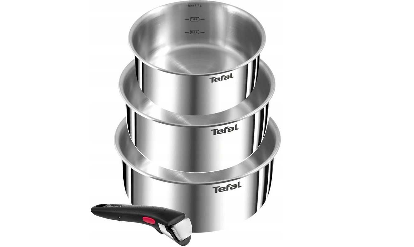 TEFAL Zestaw 3 garnków Ingenio Emotion stal nierdzewna 4 el. Nowe