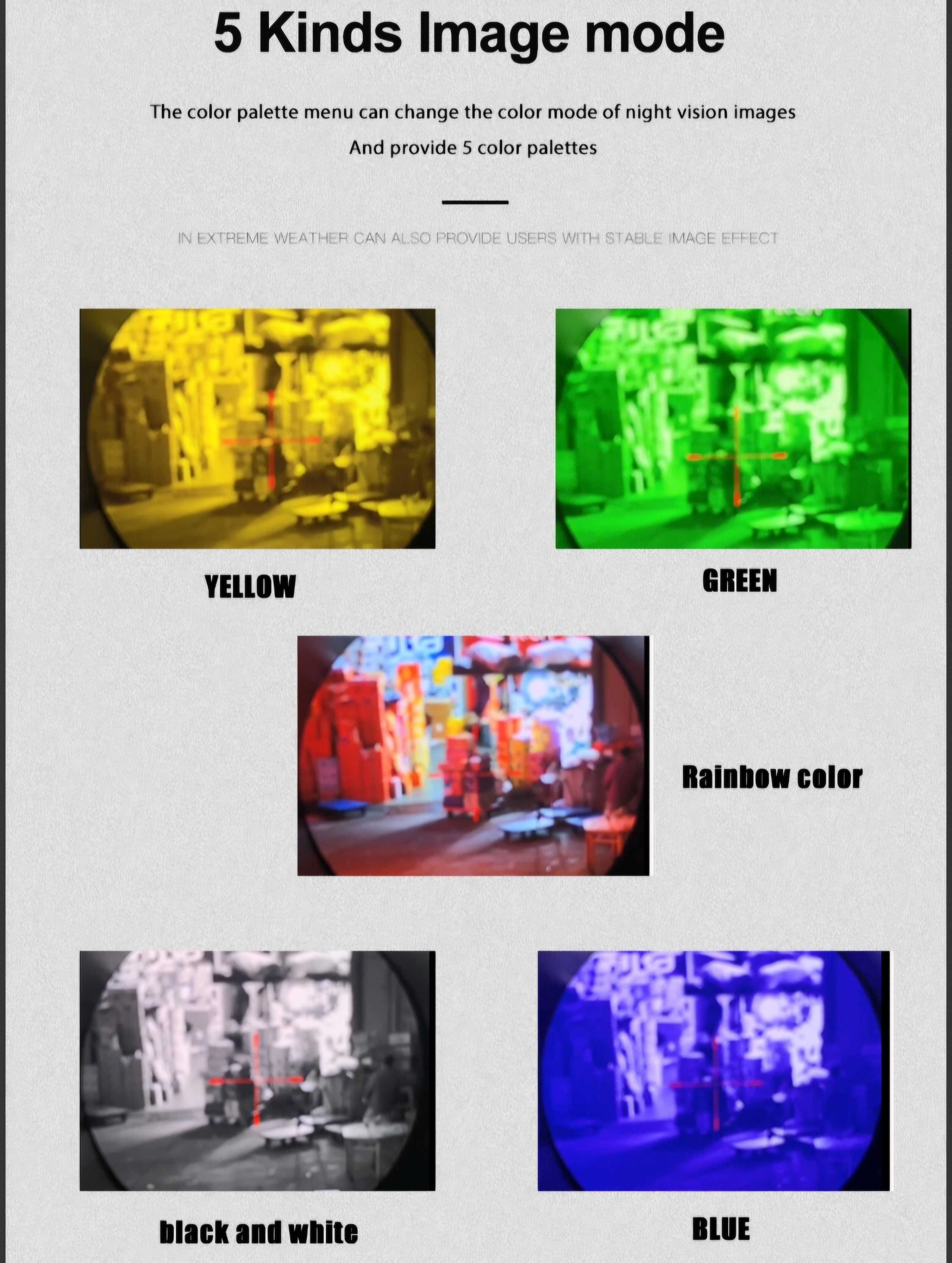 500 метрів Монокуляр прилад нічного бачення , 5 кольорів зображення