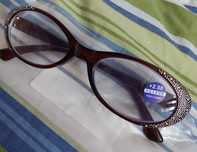 Damskie okulary z cyrkoniami +2,5 nowe