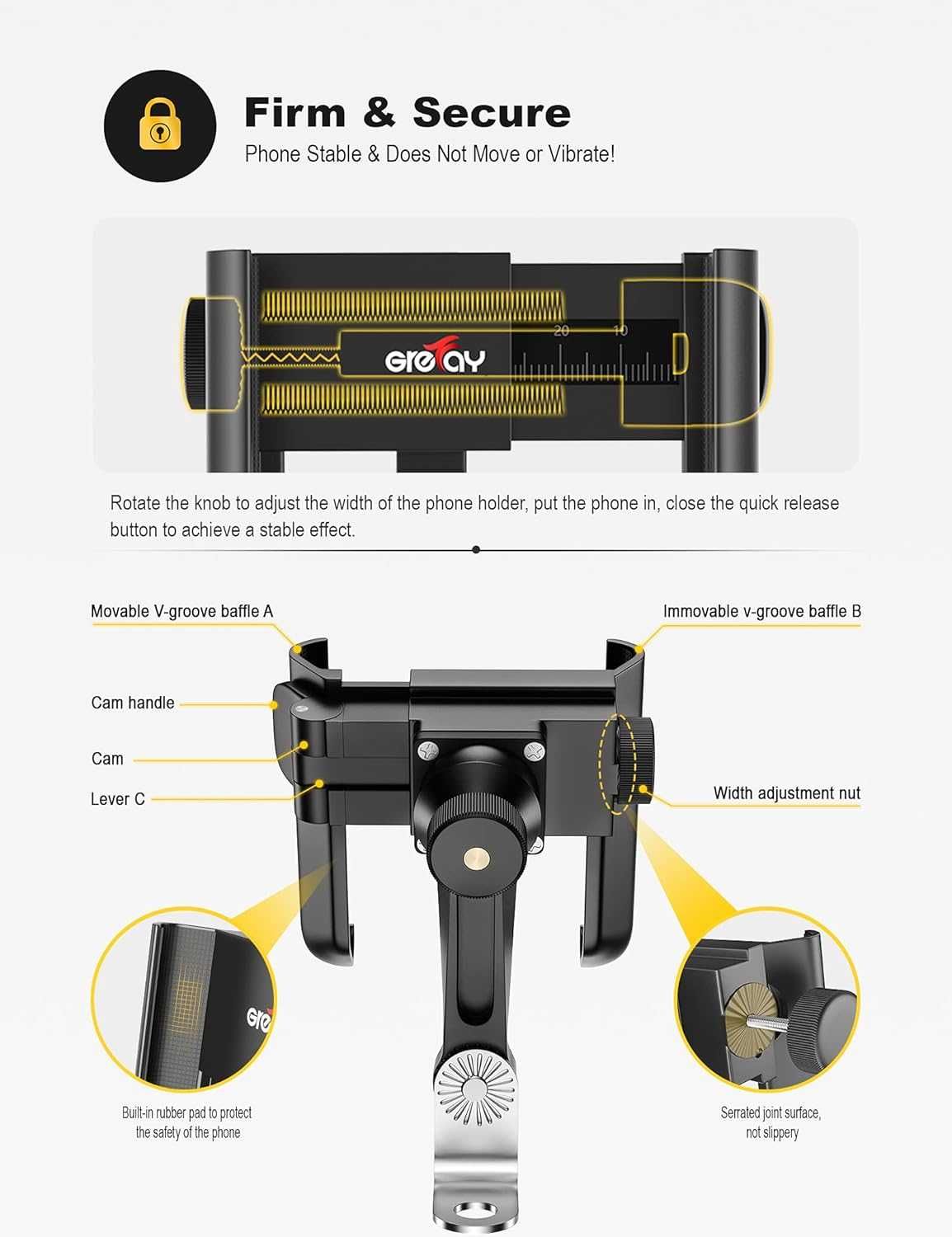 GREFAY PB05-ET uchwyt rowerowy motor na lusterko 3-7" Samsung iPhone