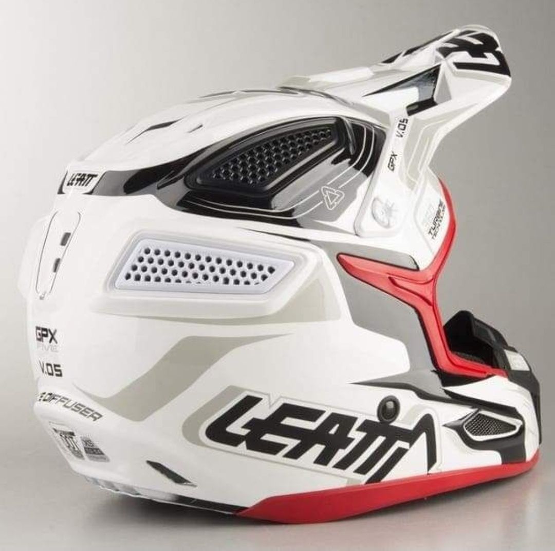 Kask Leatt GPX 5.5 V.05 Biało-Czarno-Czerwony LEATT (cross,KTM,enduro)