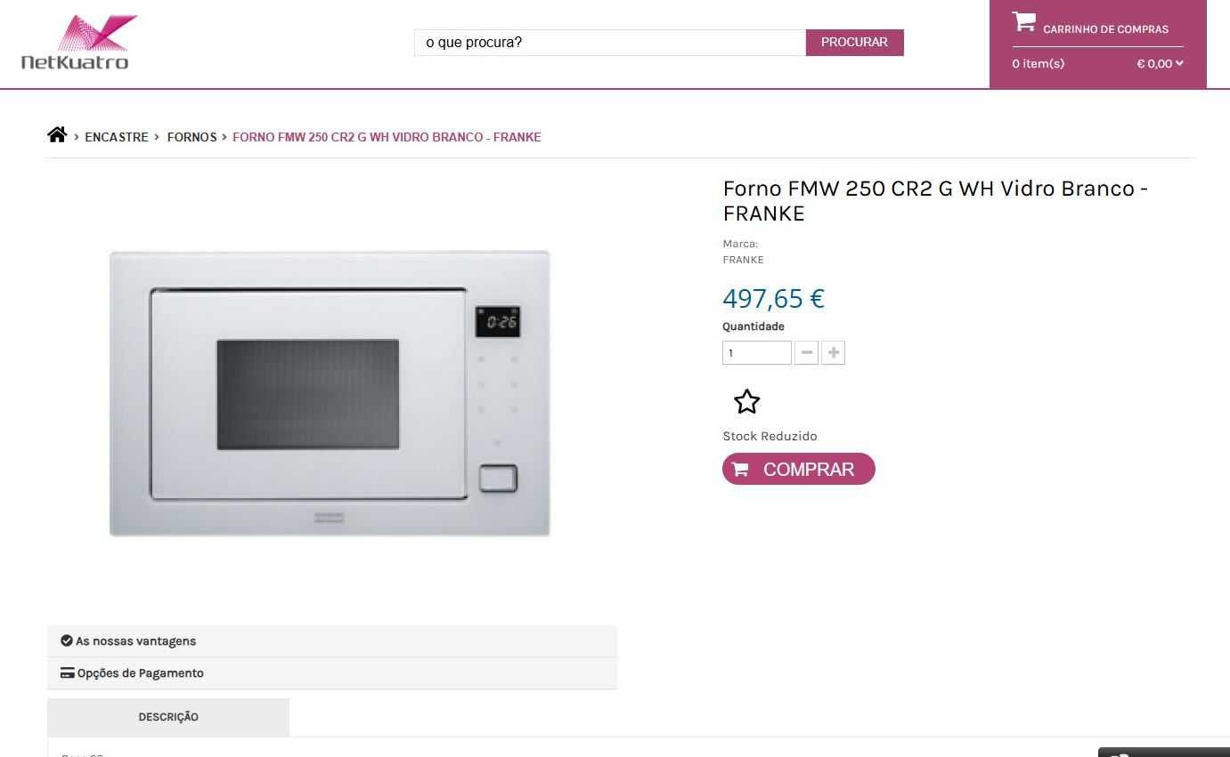 Forno com micro ondas FMW 250 CR2 G WH Vidro Branco - FRANKE