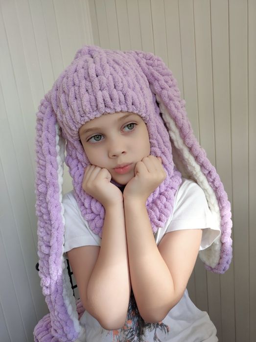 Балаклава плюшева з вушками дитяча /доросла