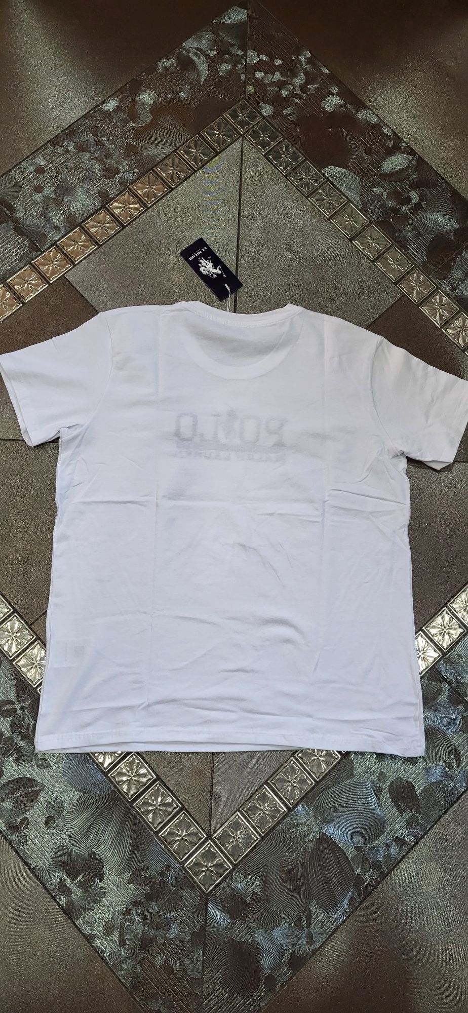 Biała koszulka męska bawełna premium t-shirt logo konik L