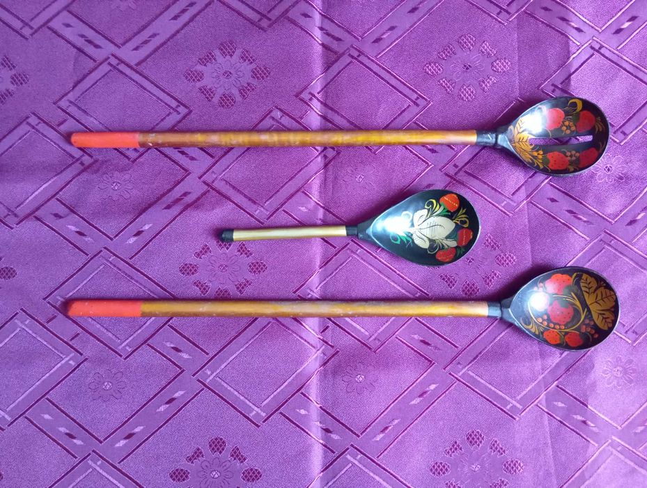 Ложки декоративные деревянные петриковская роспись (Сувенирные СССР)
