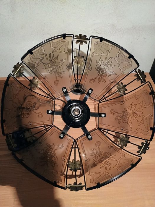 Zestaw 3 lampy plus 3 kinkiety retro metaloplastyka plus szkło