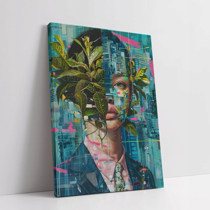 Obraz na płótnie "Kobieta roślin w abstrakcji" 30x40 cm