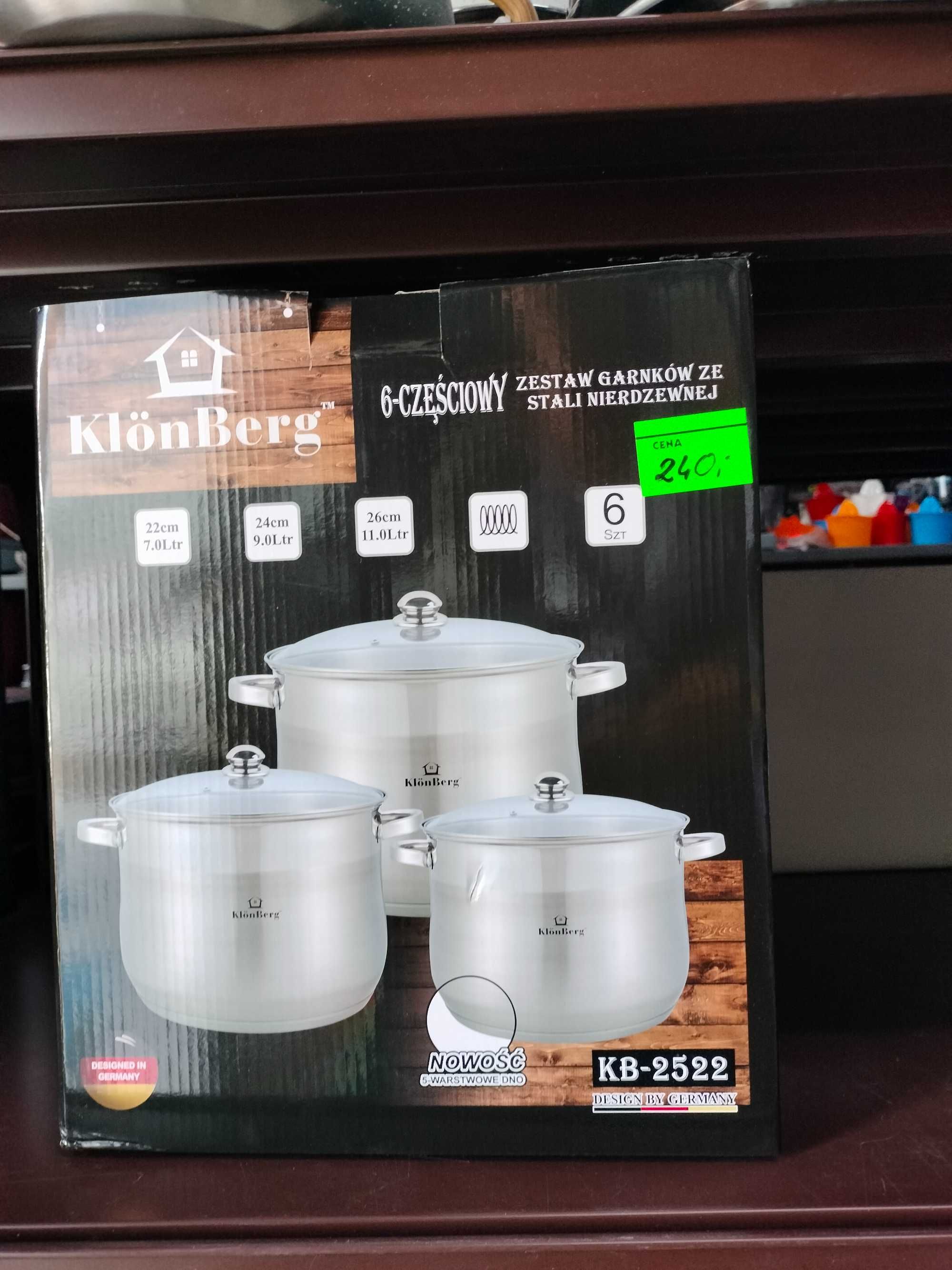 Garnek duży na bigos zupę 7 litrów 22 cm KlönBerg KB2522, Gaz indukcja
