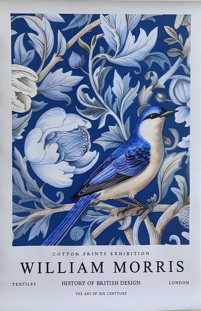 Gobelin na płótnie/Obrazek/William Morris/Bird Blue
