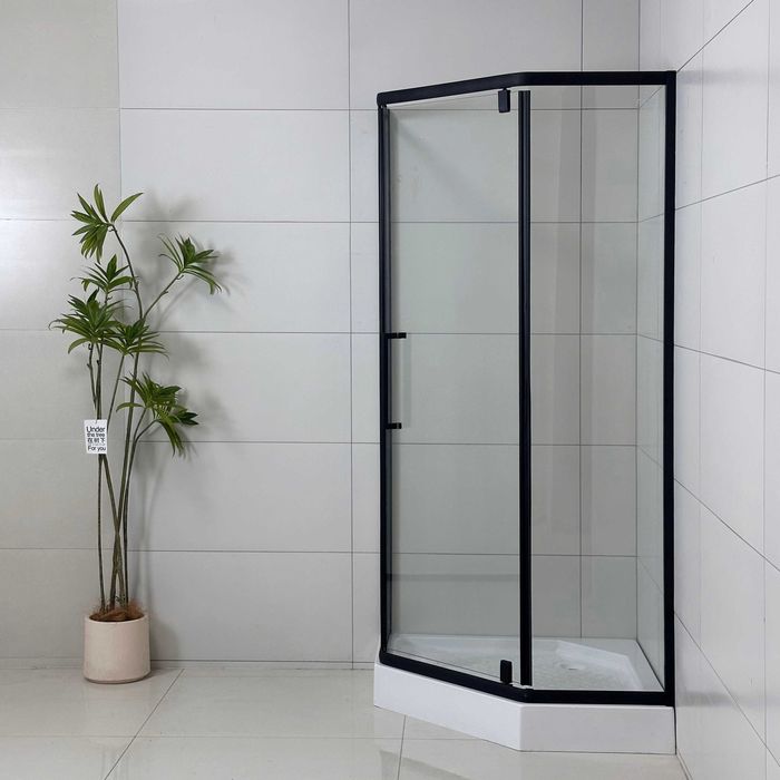 Kabina Prysznicowa Czarna Loft Black Pięciokątna 90 x 90 Grube Szkło !
