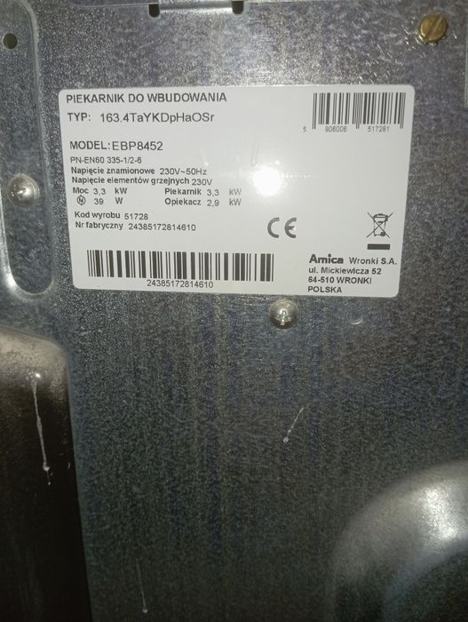 Sprzedam piekarnik Amica