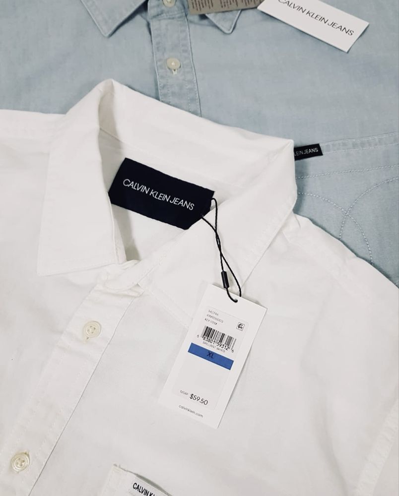 CALVIN KLEIN ОРИГІНАЛ. Сорочка рубашка біла джинсова блакитна L XL