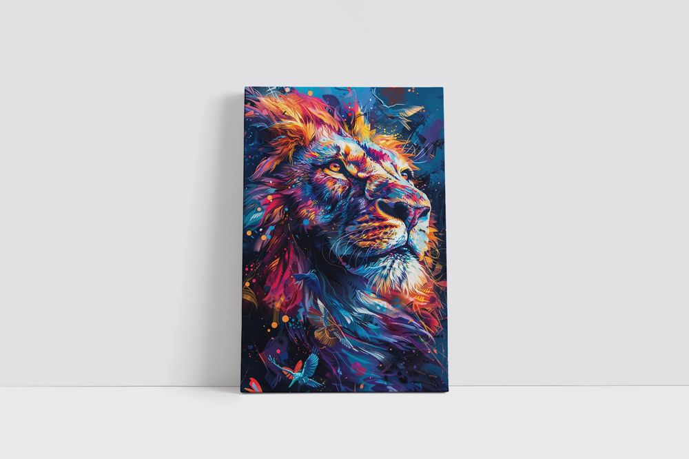 Obraz na płótnie "Kolorowy Lew" 80x120 cm - Nowoczesny Styl