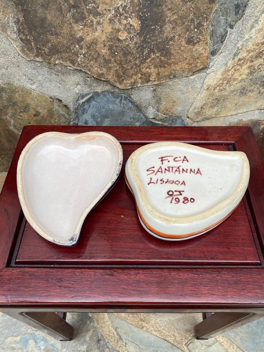 Caixa Guarda Jóias Cerâmica Sant Anna 16 cm 1980 Assinada