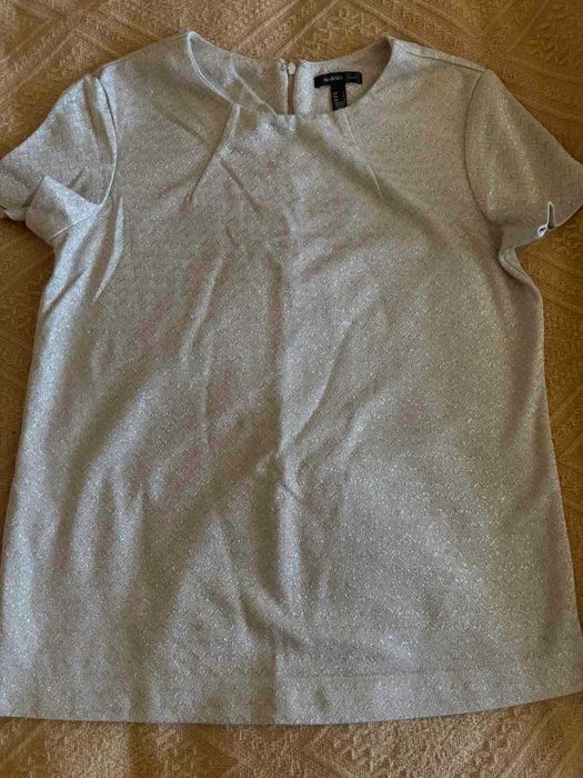 Beżowa złota błyszcząca koszulka t-shirt bluzka Mango