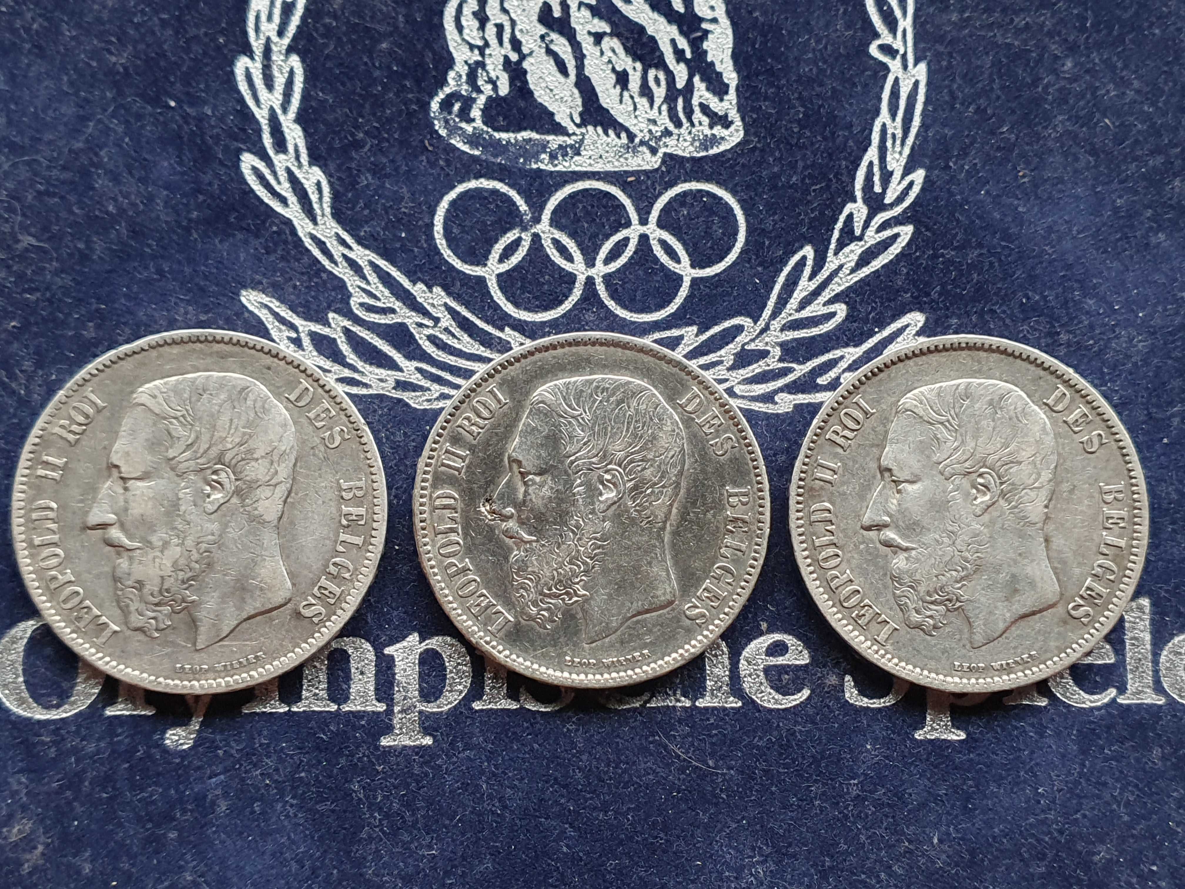5 Franków Belgia 1869 moneta srebrna Ag
