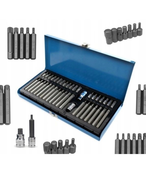 Klucze TORX SPLINE HEX Imbusowe Bity 40 el ZESTAW BITÓW