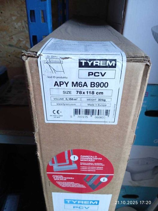 Okno dachowe plastykowe 2-szyby APY M6A B900 78x118cm TYREM-699 PLN