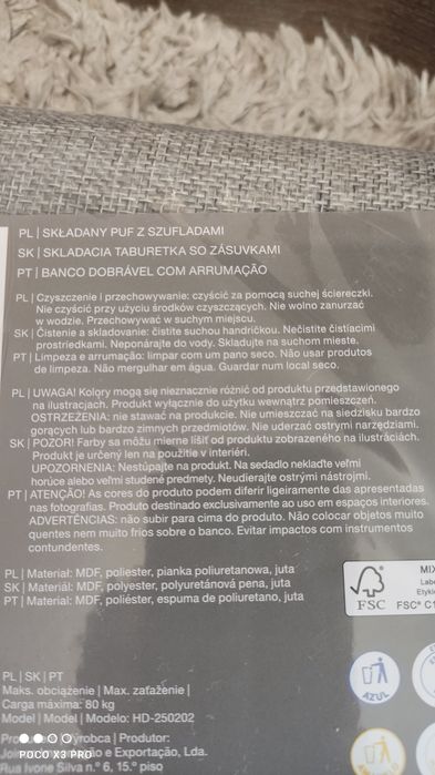 Nowy puf z szufladami duży wygodny pakowany 76/38/38 cm