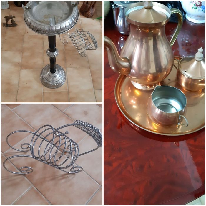 Estatuetas africanas/conjunto utensílios lareira/antiguidades