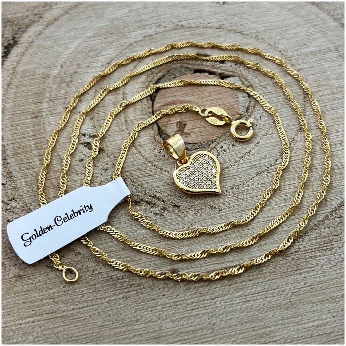 Piękny Delikatny Naszyjnik Serduszko Z Cyrkoniami Srebro 925 Celebrytk