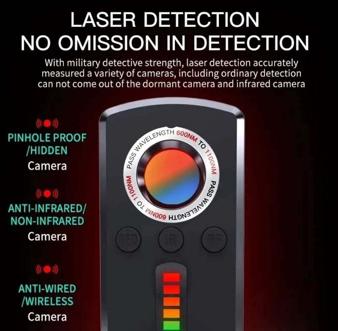 Detector de câmaras ocultas spy cam Infravermelho RF visão nocturna