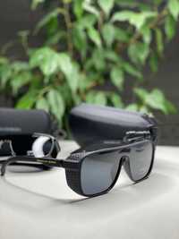 Мужские солнцезащитные очки маска Porsche черные матовые Polarized