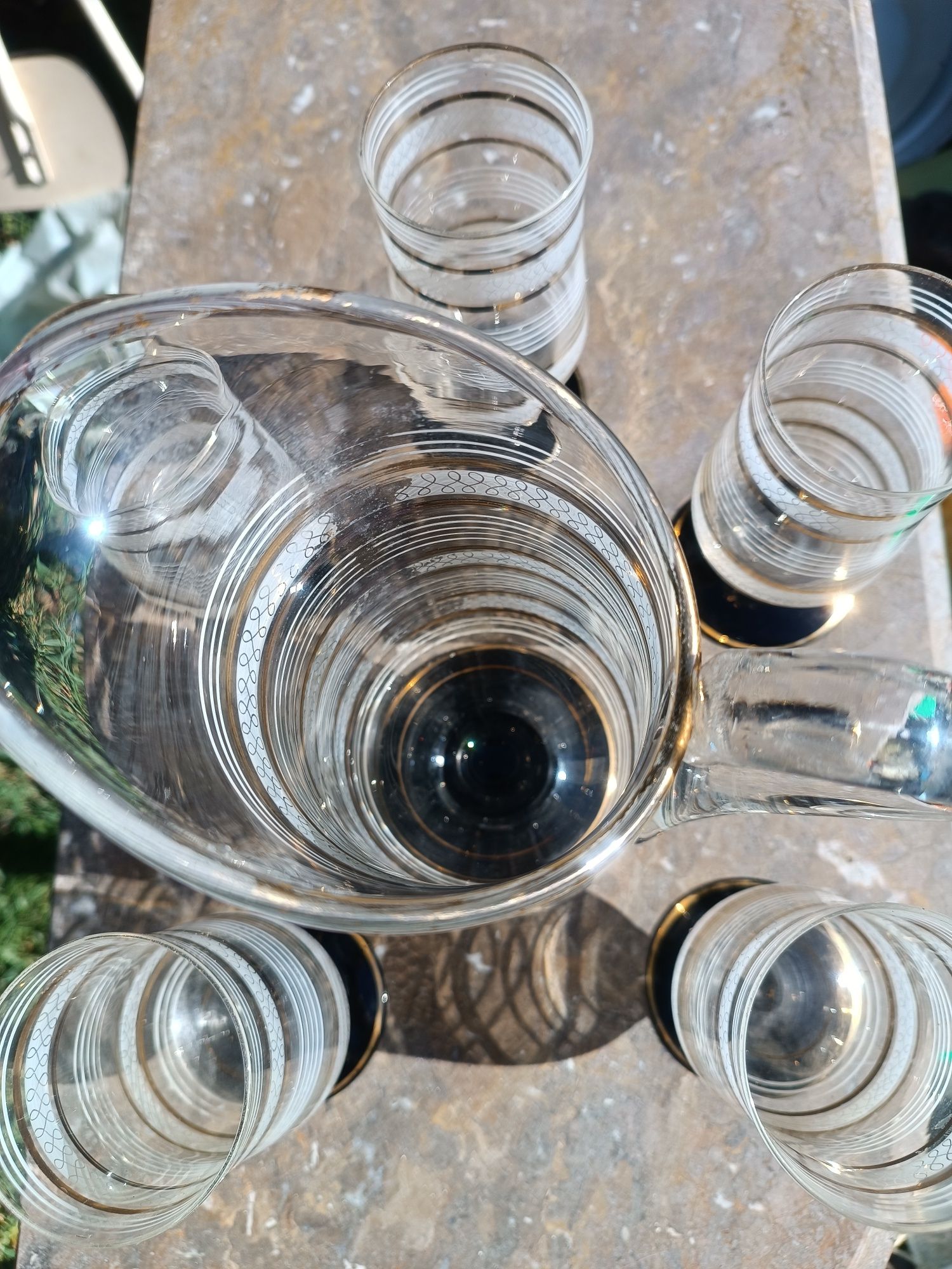 Conjunto caneca e copos, vintage