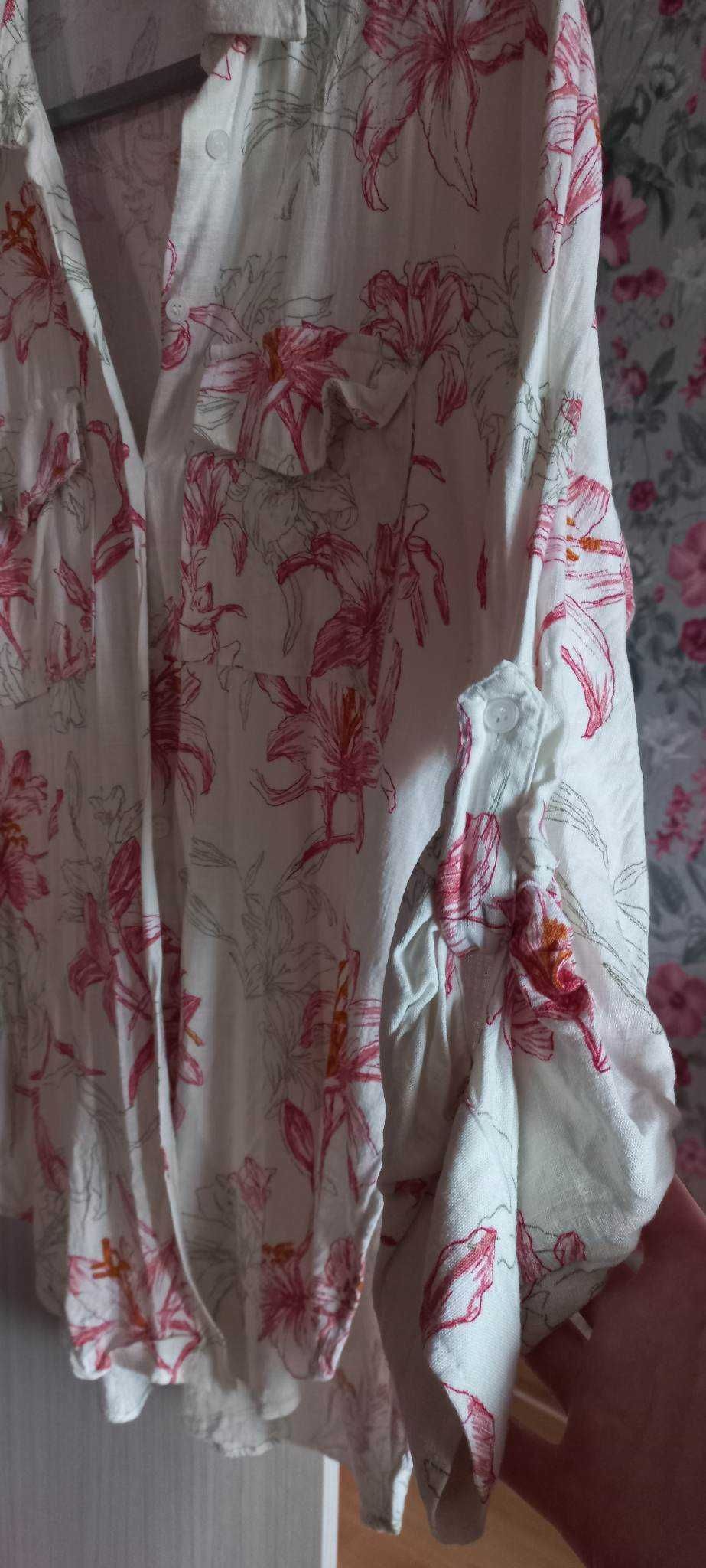 Luźna zwiewna koszula w kwiaty Zara wiskoza