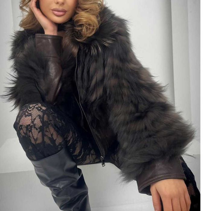 Kurtka skórzana futro lisy