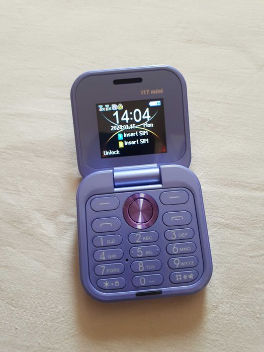 Телефон міні і17 фліп GSM 2 SIM SERVO purple