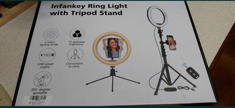 Кольцевая лампа со штативом 45 см 65W, держателем для телефона и USB -