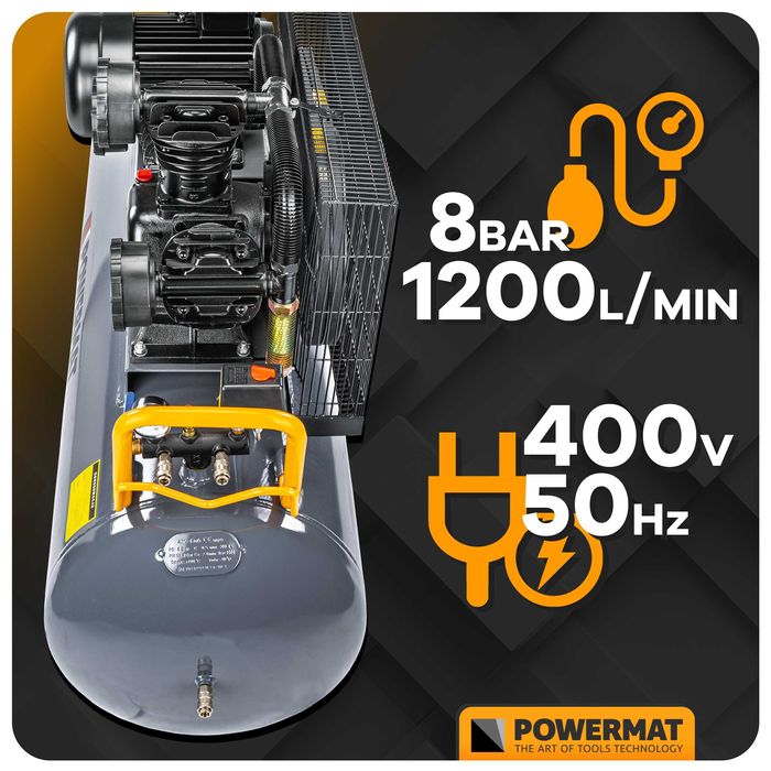 Kompresor olejowy 300l 8 bar sprężarka 400v 1200l/min + wąż