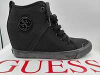 Snekersy GUESS botki platforma czarne brokatowe rozmiar 38