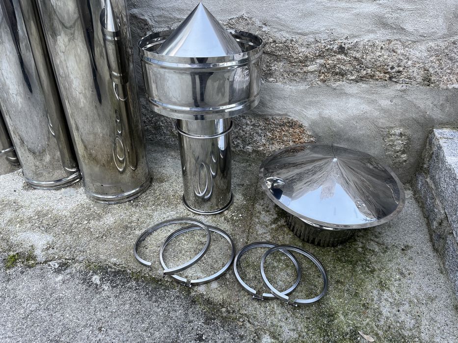 Conjunto de vários tubos de chaminé INOX + acessórios