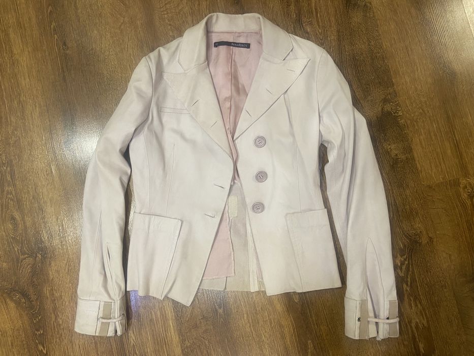 Жакет із натуральної шкіри наппа пудрового кольору