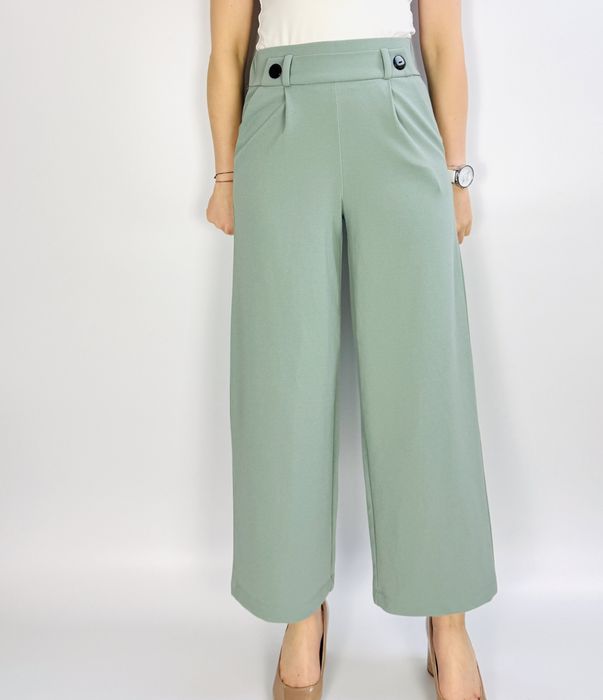 Miętowe spodnie z szeroką nogawką XS 34