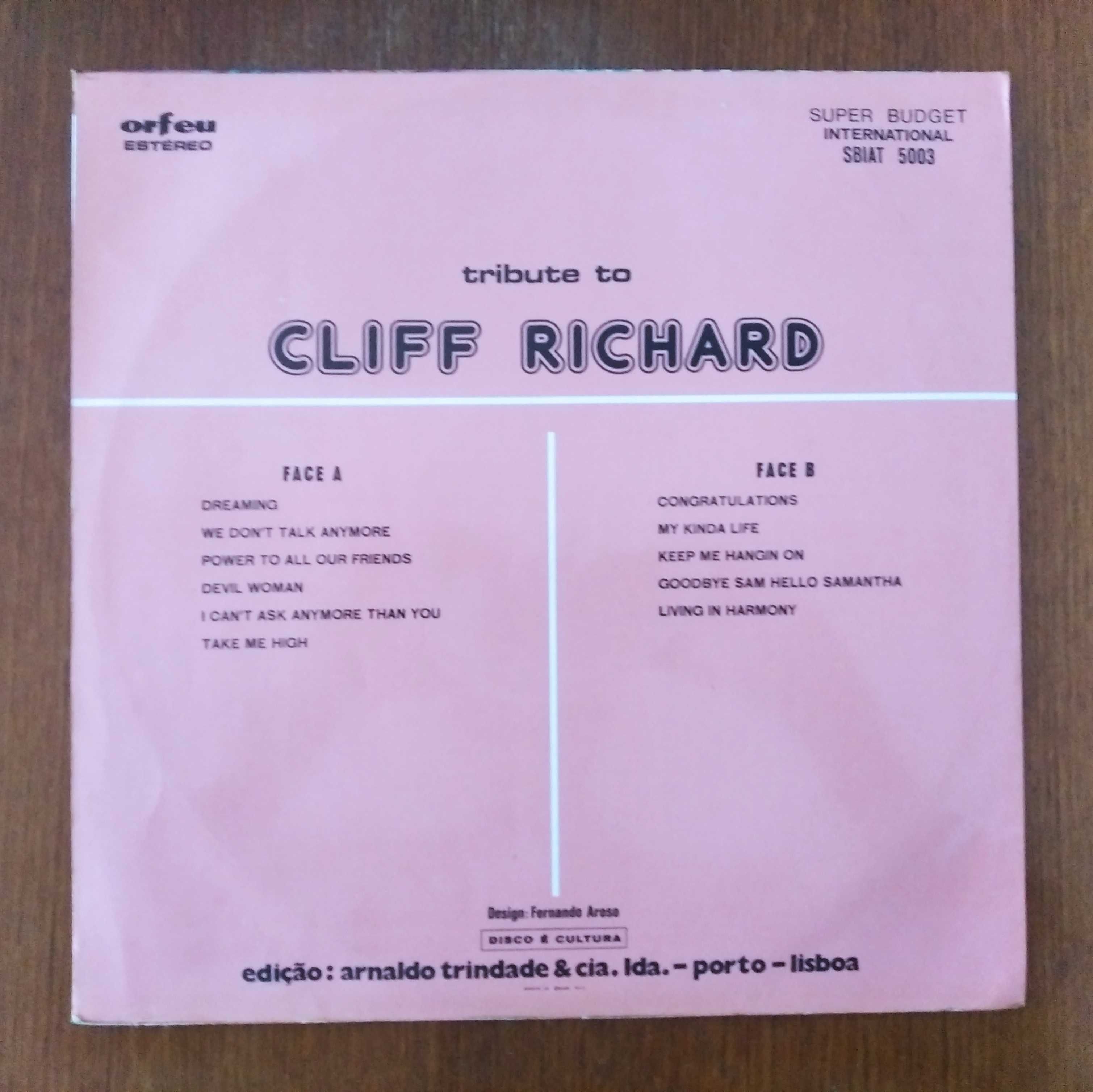 Cliff Richard disco de vinil "Tribute to Cliff Richard".