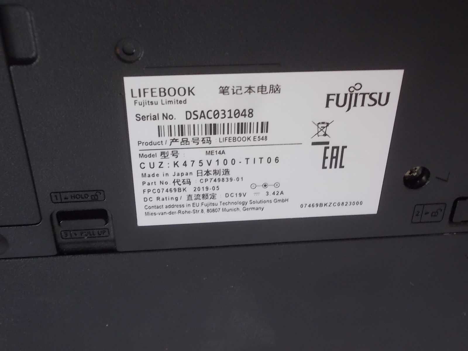 Fujitsu Lifebook E548 Core i5-8350U 8B DDR4 256GB NVMe